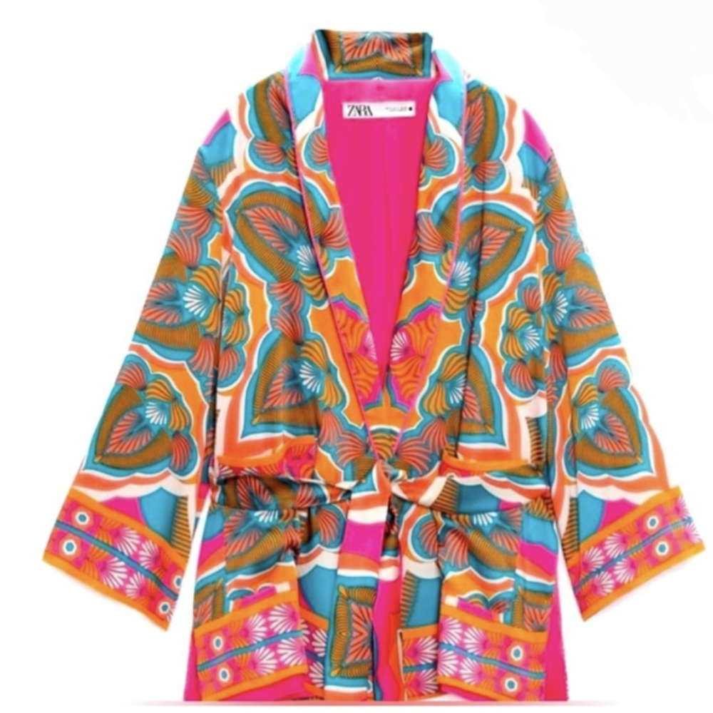 ZARA Belted Multicolored Kimomo